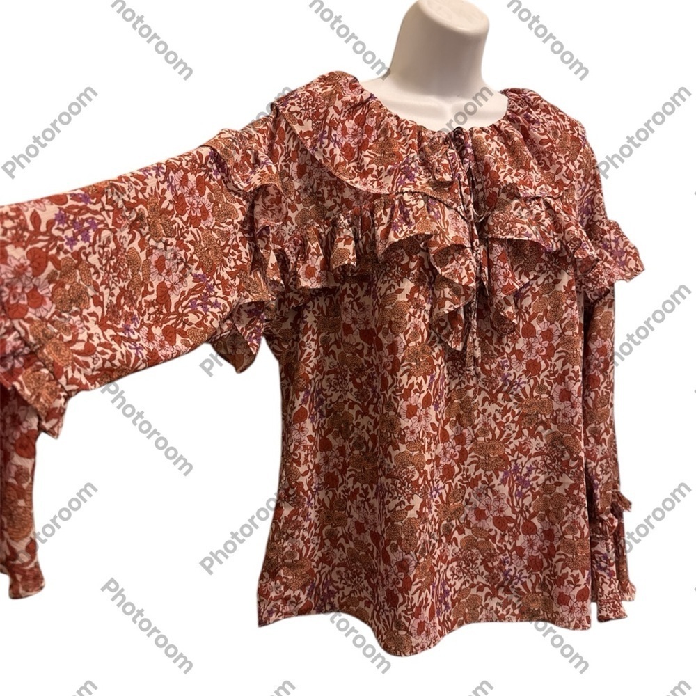 J CREW LONG SLEEVE RUFFLE BLOUSE IN CRINKLE CHIFFON
FETE FLORAL STYLE SZ S BL048 - Picture 9 of 10
